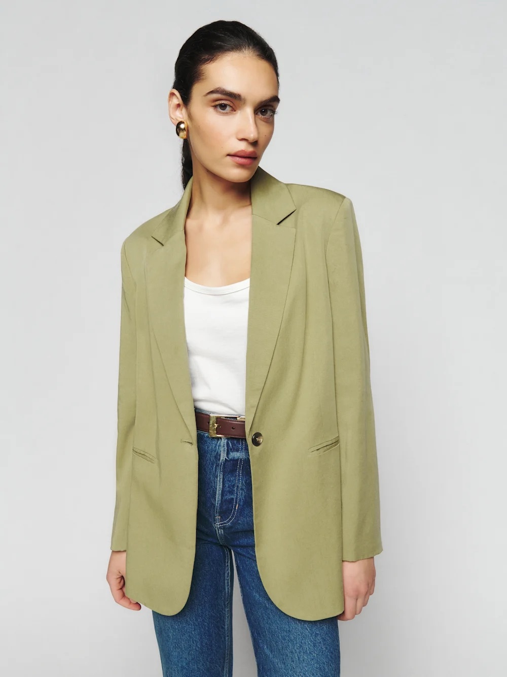 Reformation Classic Relaxed Blazer S Olive Oil - Picture 6 of 11